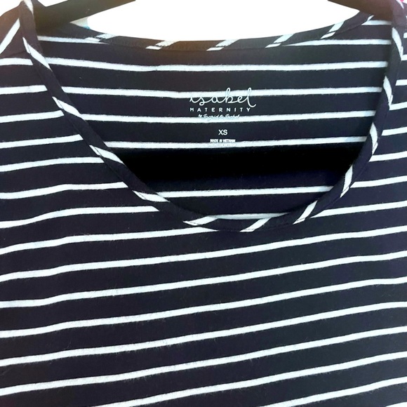 Isabel Maternity by Ingrid & Isabel Navy and White Striped Midi Dress | Size XS - Picture 4 of 6